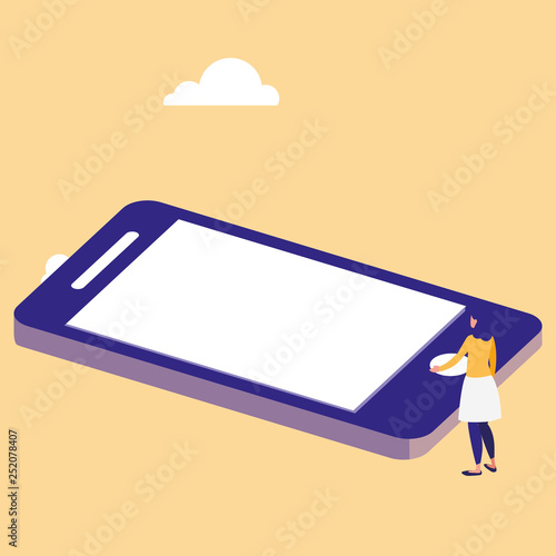 woman using smartphone character
