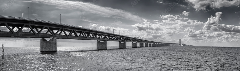 Oresundsbron Black and White Panorama Oresundsbron Black and White Panorama