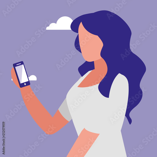 woman using smartphone character