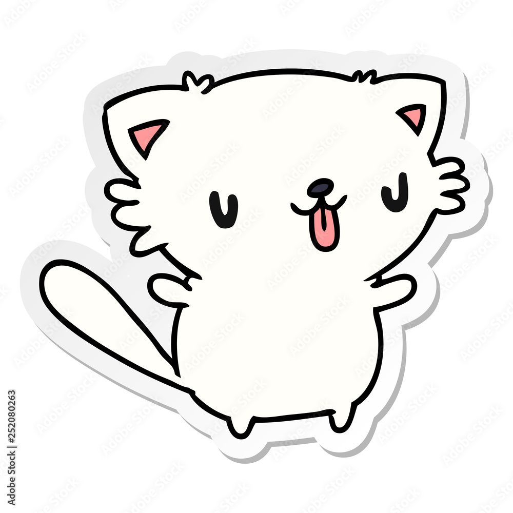 sticker cartoon of cute kawaii cat sticker cartoon of cute kawaii cat