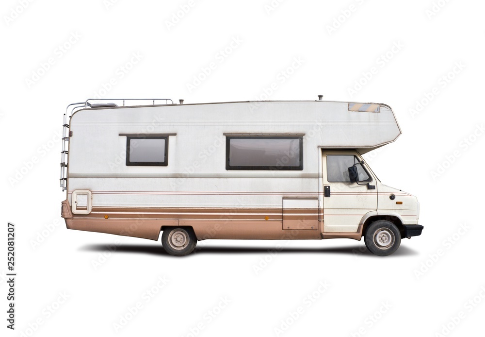 Old motor home isolated on white Old motor home isolated on white