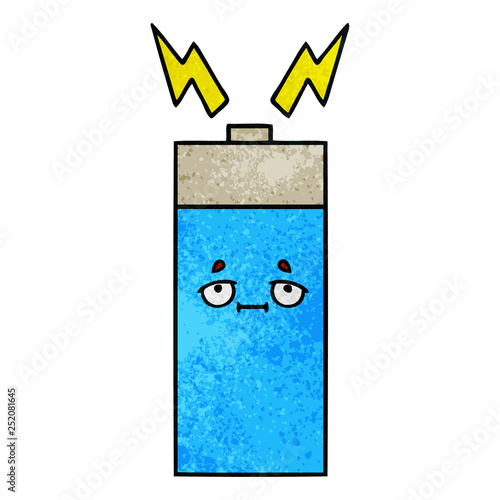 retro grunge texture cartoon battery