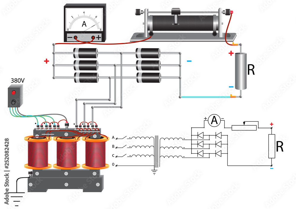 A power unit that uses a threephase stepdown voltage transformer, a