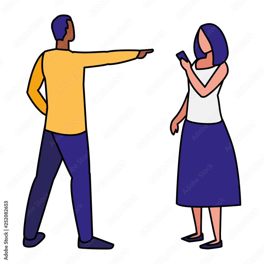 couple using smartphone characters couple using smartphone characters