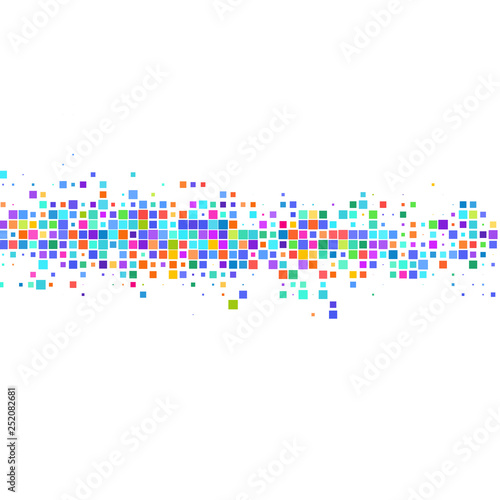 Ornament of bright colorful squares on a white background. 
