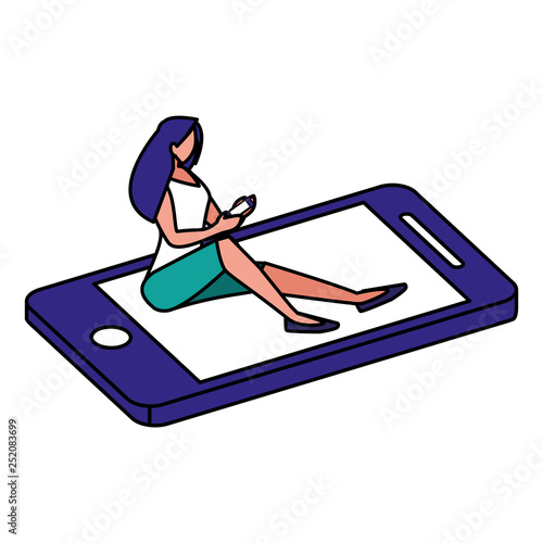 woman using smartphone character