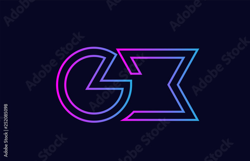 blue pink alphabet letter logo combination design