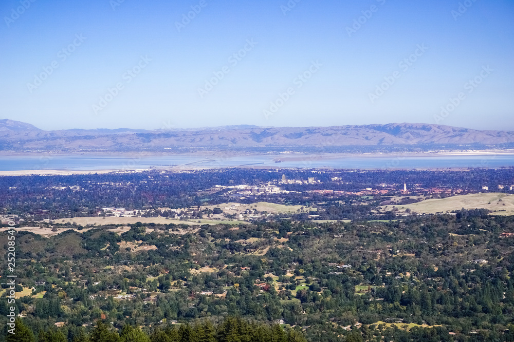 View towards Palo Alto and Menlo Park, Silicon Valley, San Francisco Bay Area, California
