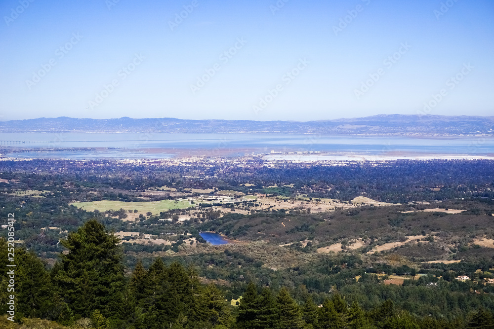 View towards Redwood City, Silicon Valley, San Francisco Bay Area, California