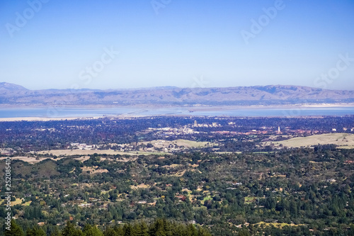 View towards Palo Alto and Menlo Park, Silicon Valley, San Francisco Bay Area, California