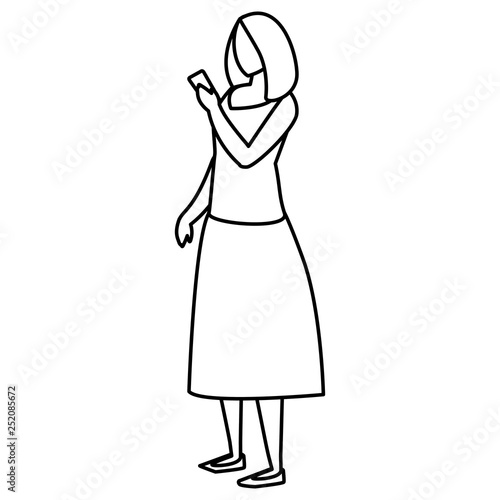 woman using smartphone character