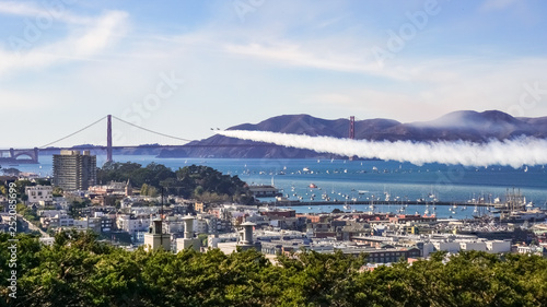 Fighter Airplanes flying over Golden Gate as seen from the top of Telegraph Hill, San Francisco © Sundry Photography