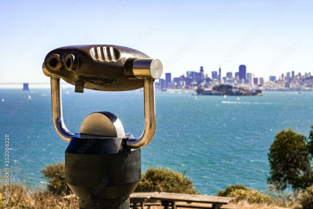Telescope looking towards San Francisco from Angel Island
