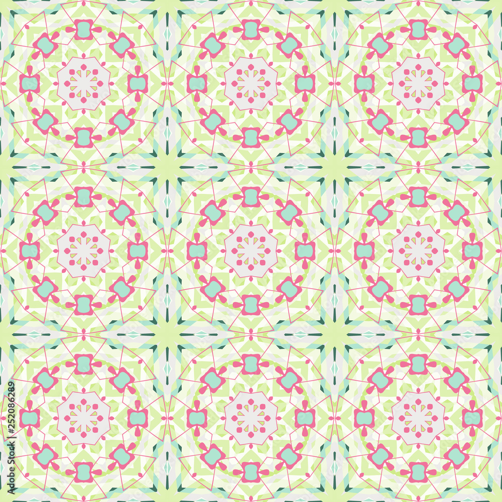 Abstract geometric mandala seamless pattern. Print, cloth design, wallpaper. Vector illustration. Home  decor, interior design, cloth design.