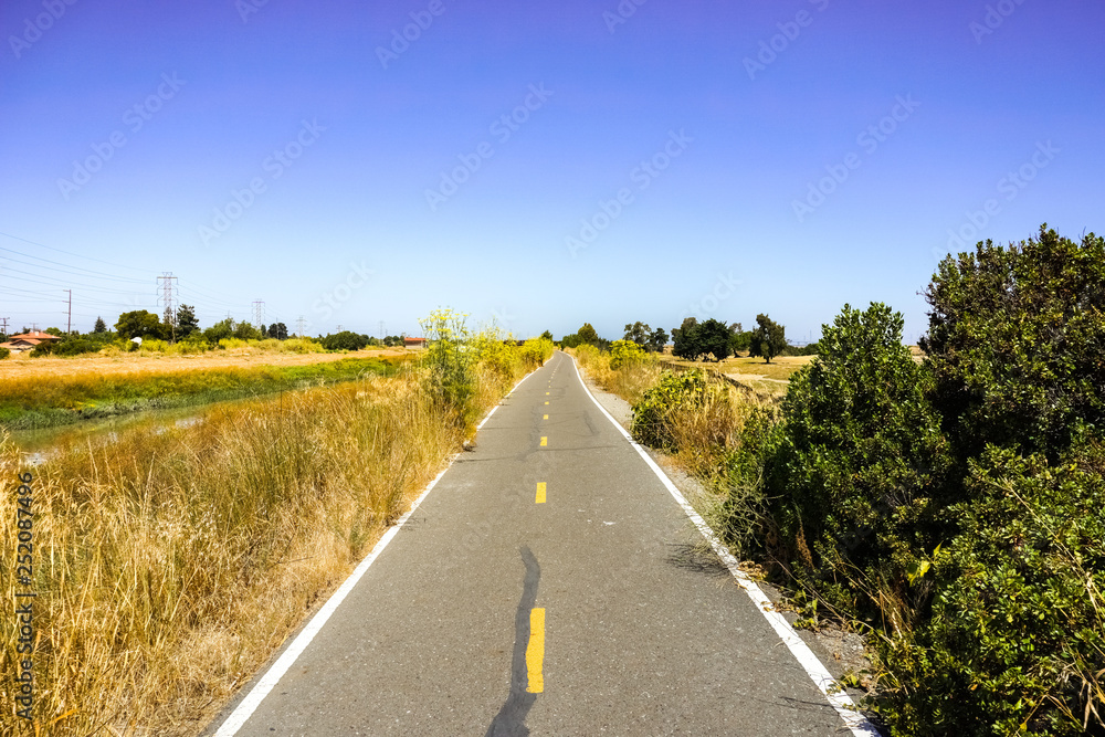 Bicycle track, San Francisco Bay Trail, Palo Alto, California Bicycle track, San Francisco Bay Trail, Palo Alto, California
