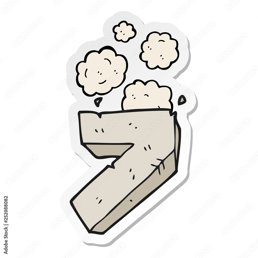 sticker of a cartoon stone number seven sticker of a cartoon stone number seven