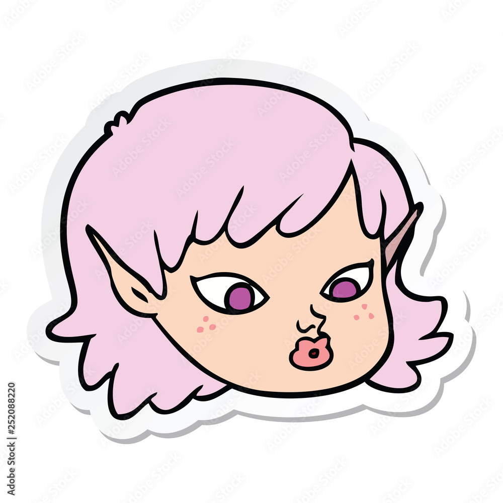 sticker of a cartoon elf girl sticker of a cartoon elf girl
