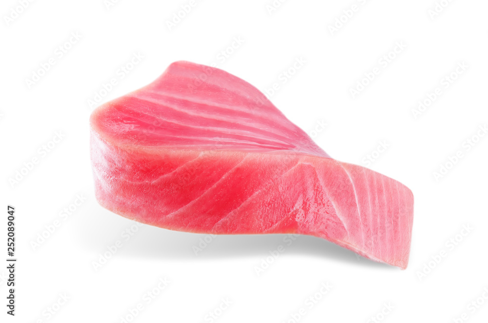 Tuna steak raw on a white background Tuna steak raw on a white background