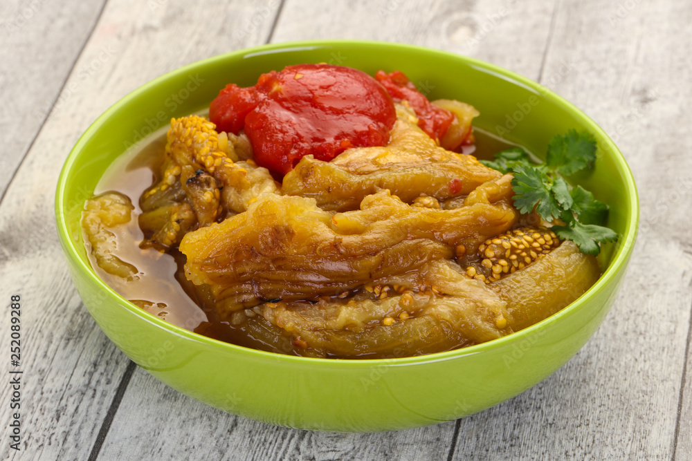 Caucasian cuisine - baked eggplant and tomato Caucasian cuisine - baked eggplant and tomato
