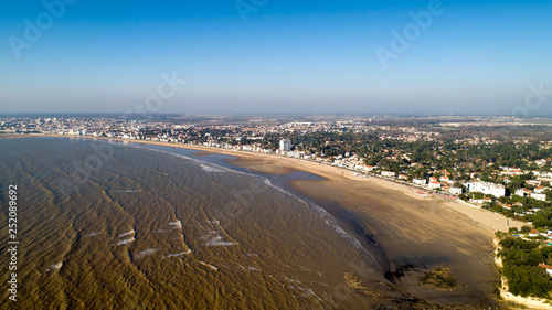 Aerial view of Royan beach at sunset, in Chanrente Maritime