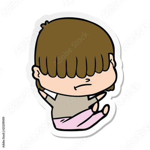 sticker of a cartoon boy with untidy hair
