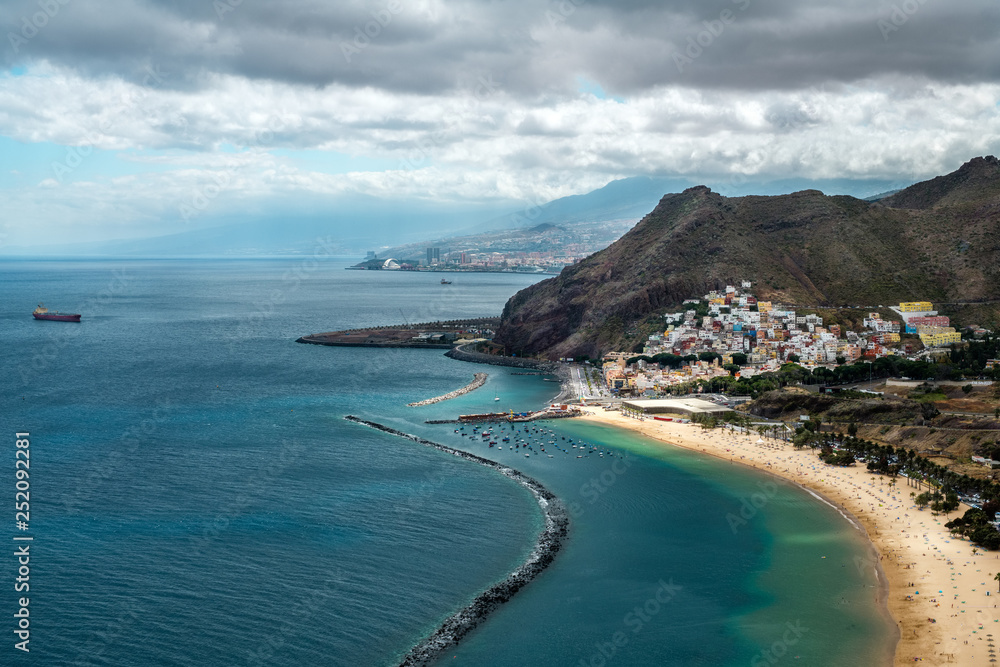 View of Las Teresitas Beach in a cloudy day, Tenerife - Canary Islands, Spain