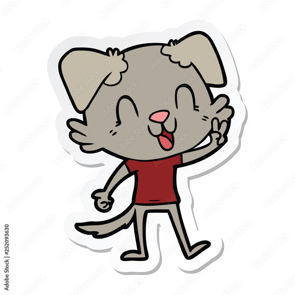 sticker of a laughing cartoon dog sticker of a laughing cartoon dog