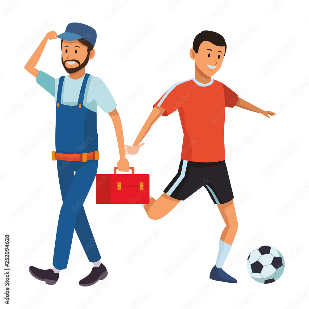 worker and soccer player
