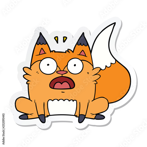 sticker of a cartoon startled fox