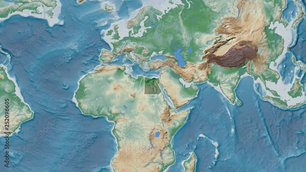 Physical Projection Egypt area presented against the global physical map in the Patterson ...