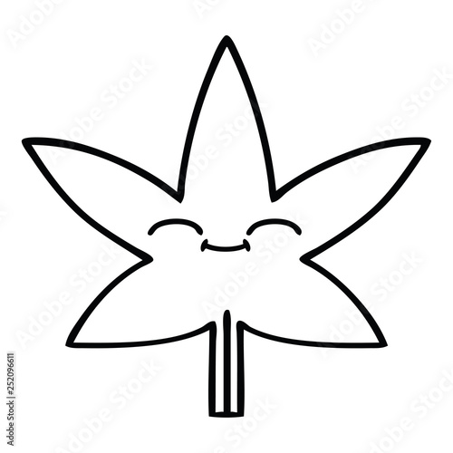line drawing cartoon autumnal leaf