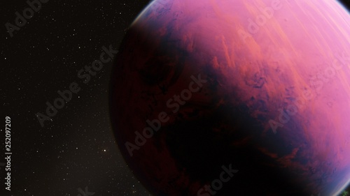 Exoplanet 3D illustrationthe planet pink with blue on the background of the sun the milky way black sky (Elements of this image furnished by NASA) photo