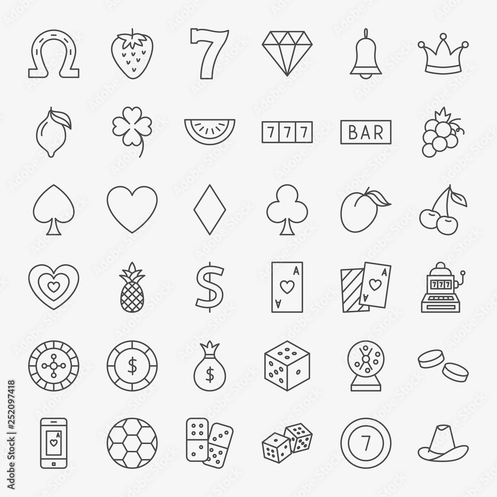 Casino Line Icons Set Casino Line Icons Set