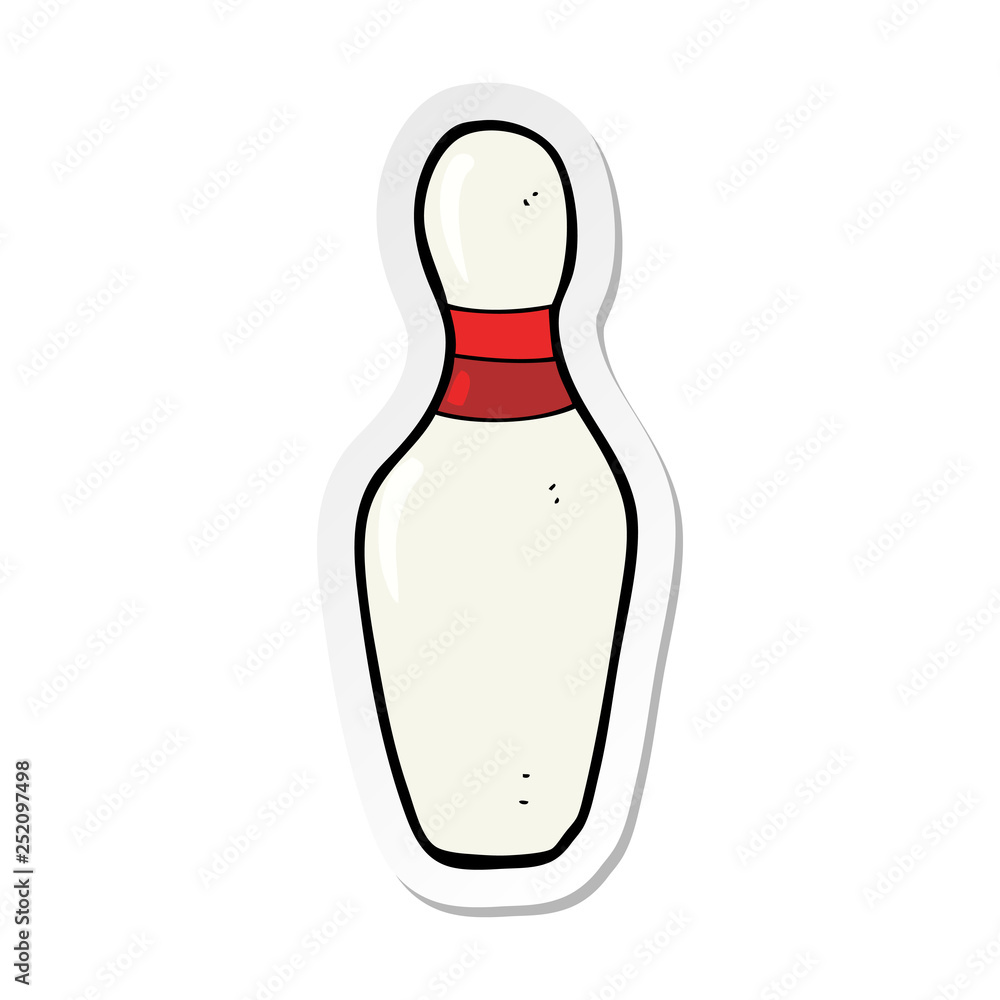 sticker of a cartoon ten pin bowling skittle sticker of a cartoon ten pin bowling skittle