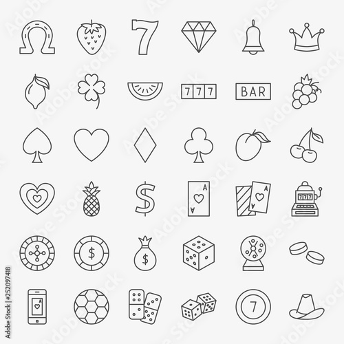 Casino Line Icons Set