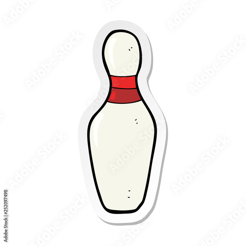 sticker of a cartoon ten pin bowling skittle