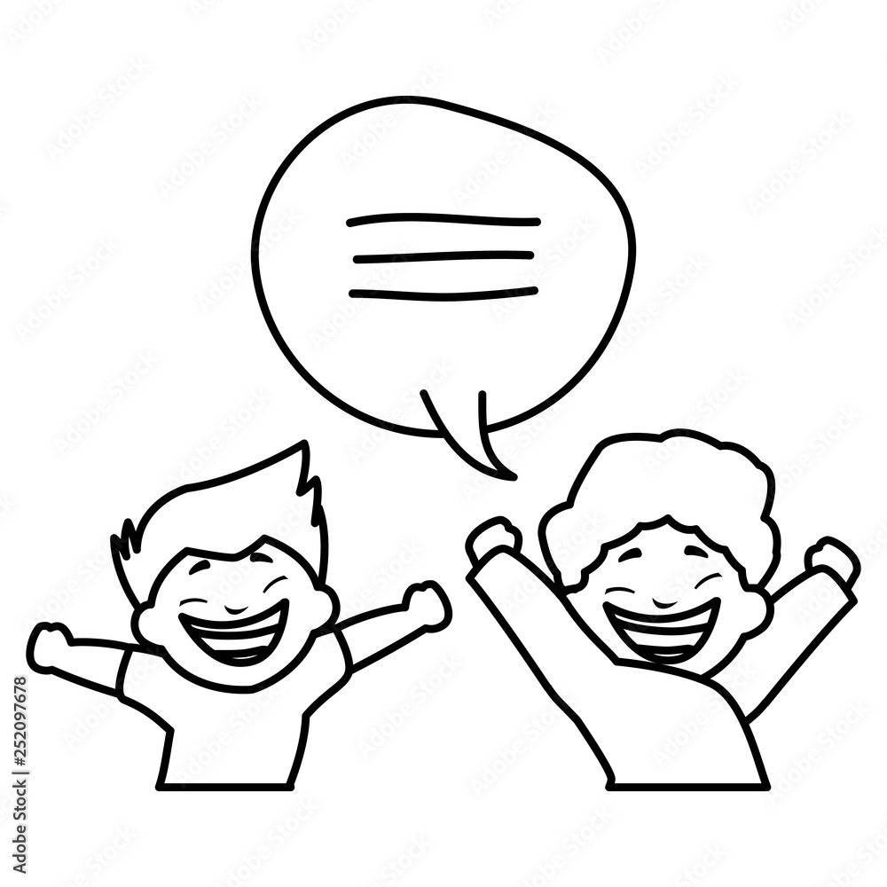 happy fat boys celebrating with speech bubble happy fat boys celebrating with speech bubble