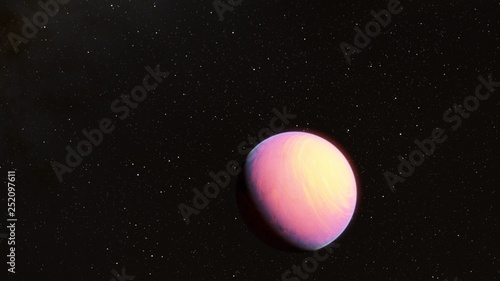 Exoplanet 3D illustrationthe planet pink with blue on the background of the sun the milky way black sky (Elements of this image furnished by NASA) © Инна Архипова