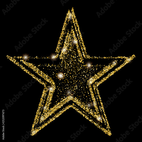 Golden glitter star of many small polka dot.