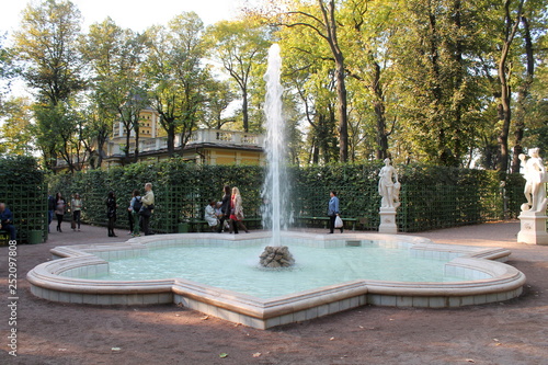 Fountain on the third site. Summer garden. St. Petersburg.