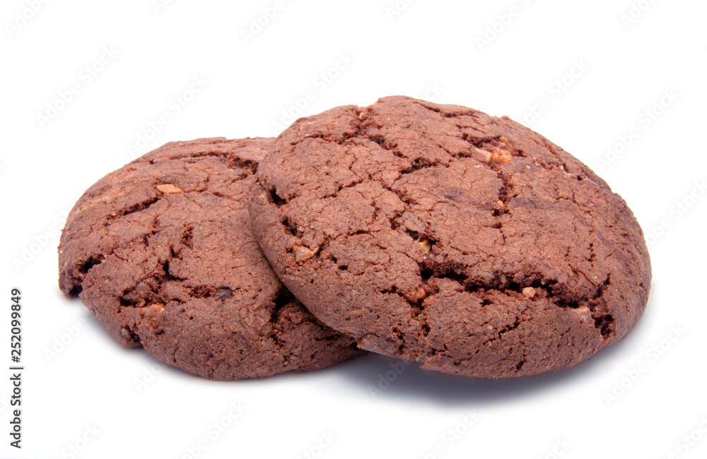 American chocolate tasty cookies with nuts isolated on the white American chocolate tasty cookies with nuts isolated on the white