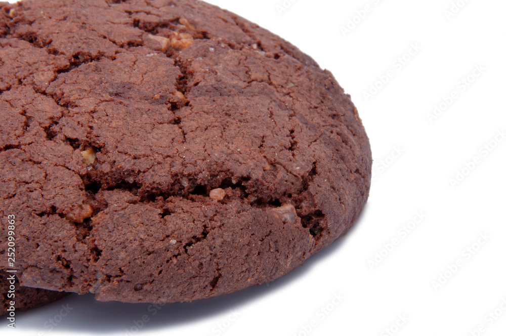American chocolate tasty cookies with nuts isolated on the white American chocolate tasty cookies with nuts isolated on the white