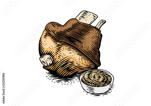 Baked pork knuckle with mustard