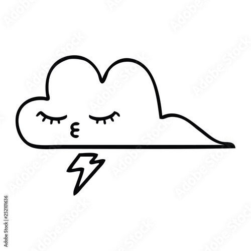 line drawing cartoon thunder cloud