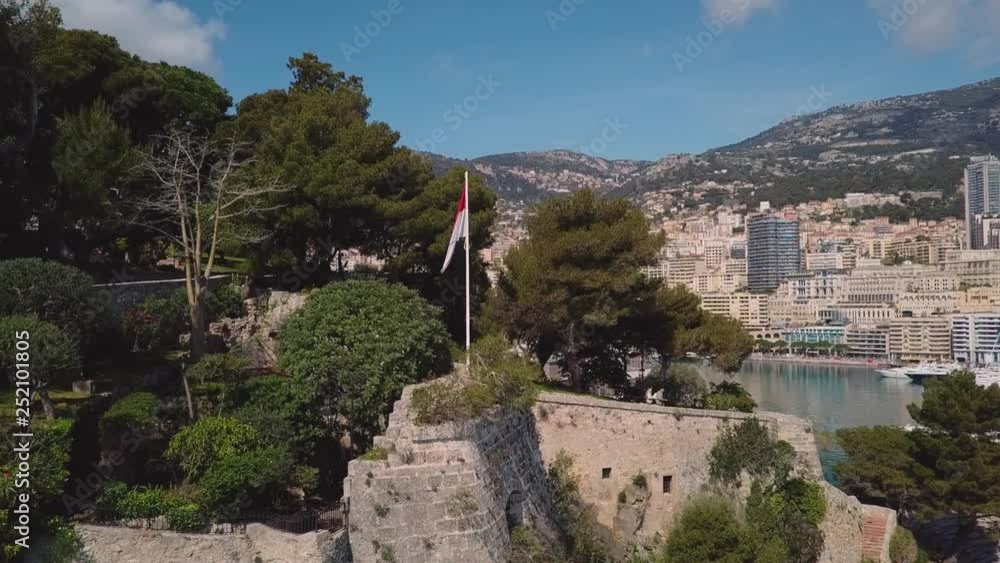 Monaco - 2018: Aerial Drone Monte Carlo sunset Europe yacht Architecture building casino success transport luxury travel Monaco - 2018: Aerial Drone Monte Carlo sunset Europe yacht Architecture building casino success transport luxury travel
