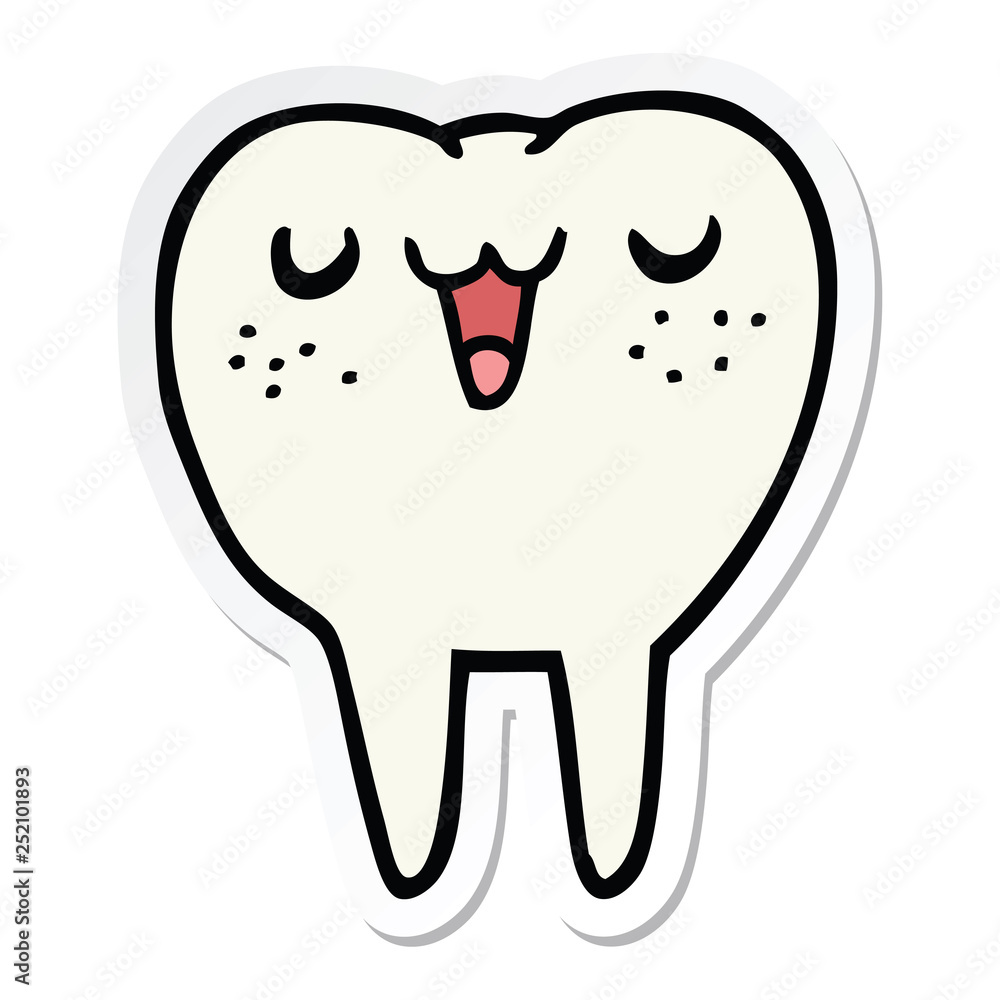 sticker of a cartoon tooth sticker of a cartoon tooth