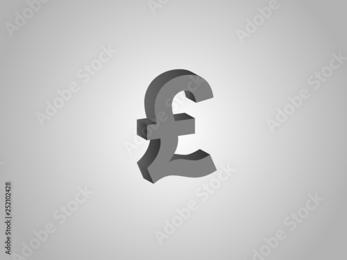 Pound sterling currency vector in gray color for Great Britain on light background illustration