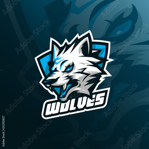 wolf vector mascot logo design with modern illustration concept style for badge, emblem and tshirt printing. angry wolf illustration for sport and esport team.