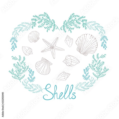 Hand drawn vector illustrations - collection of seashells. Marine set. Perfect for invitations, greeting cards, posters, prints, banners, flyers etc