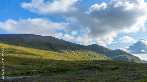Scottish highlands on a sunny day